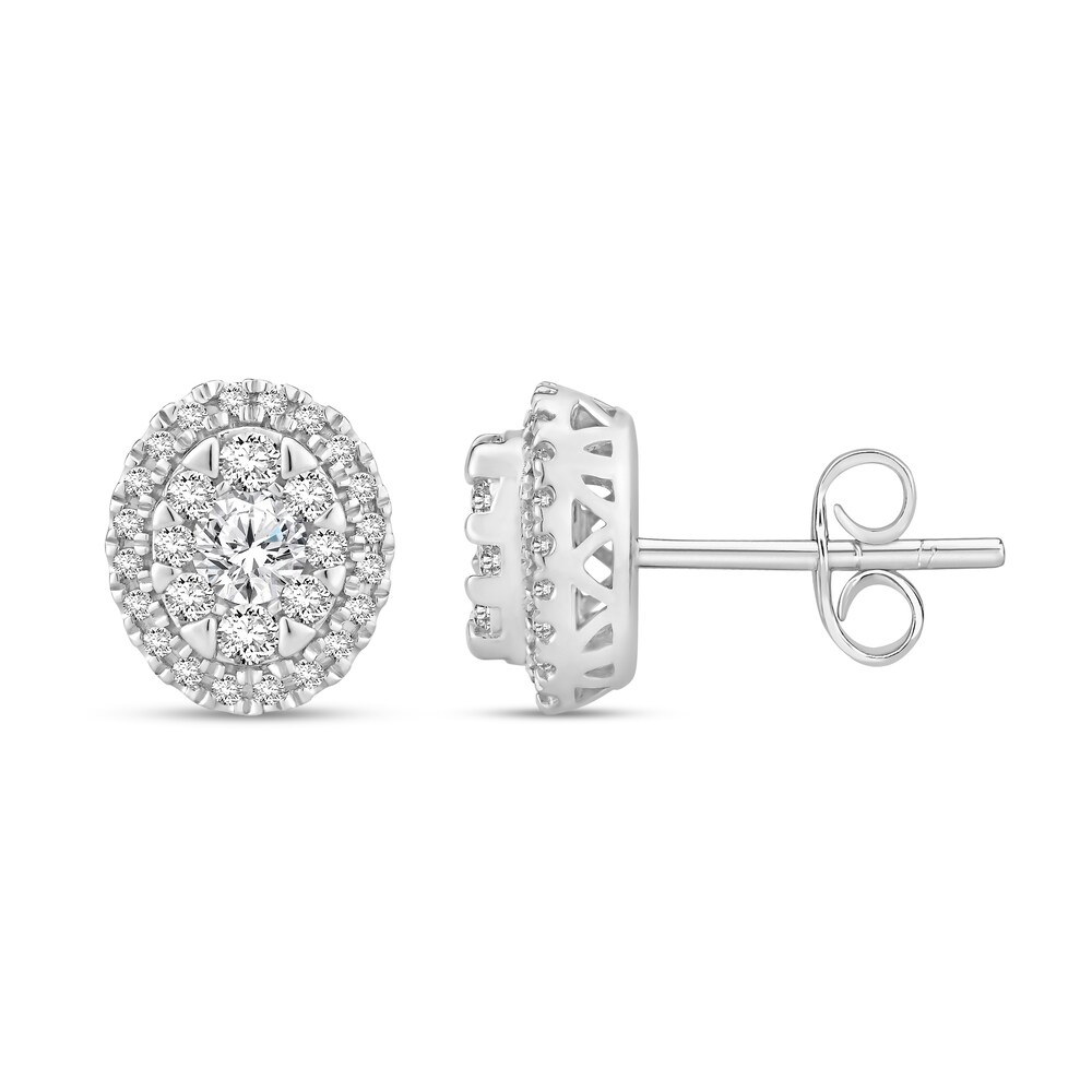 Diamond Stud Earrings 1 ct tw Round 14K White Gold tYX9xx87