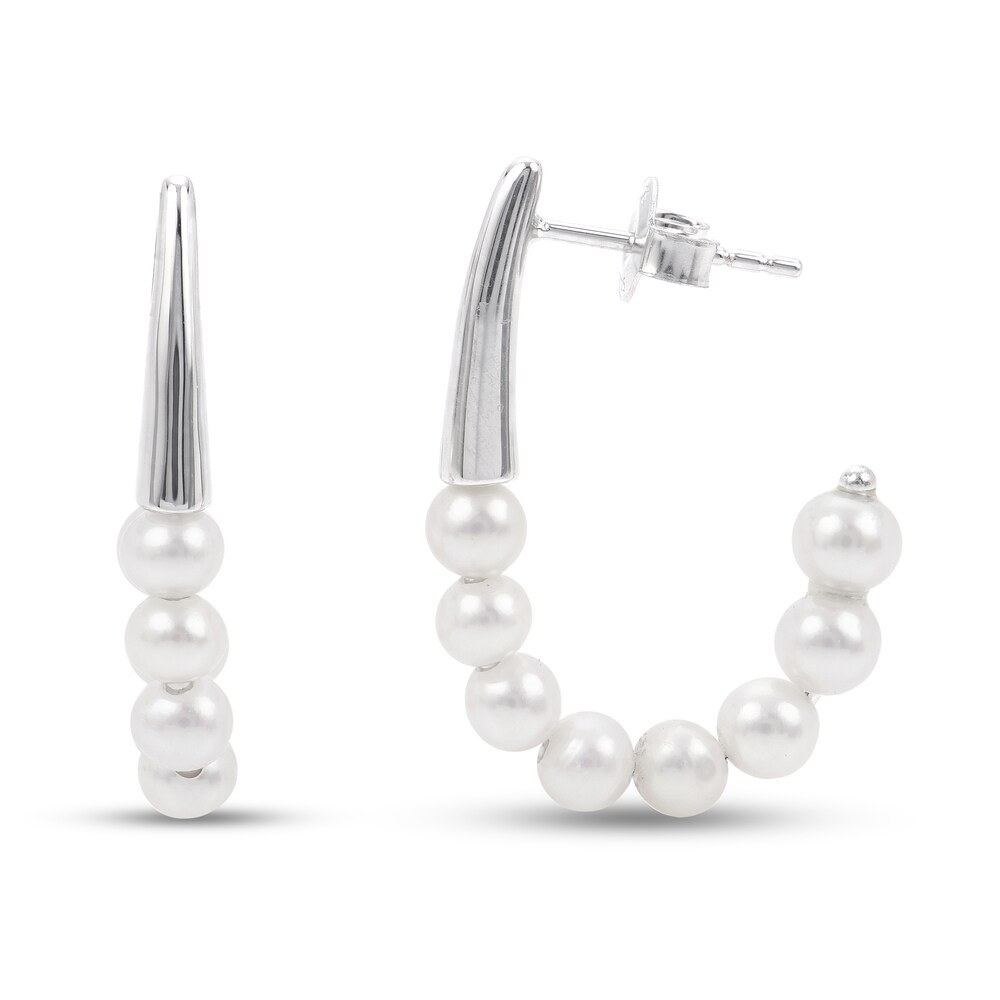 Cultured Freshwater Pearl Hoop Earrings Sterling Silver tZrcc2kY