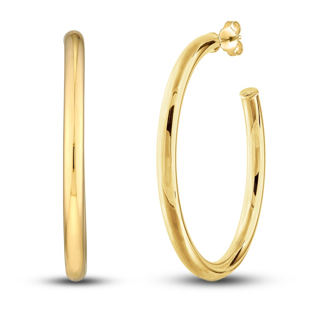 Polished Open Hoop Earrings 14K Yellow Gold 50mm tbEJaU2g