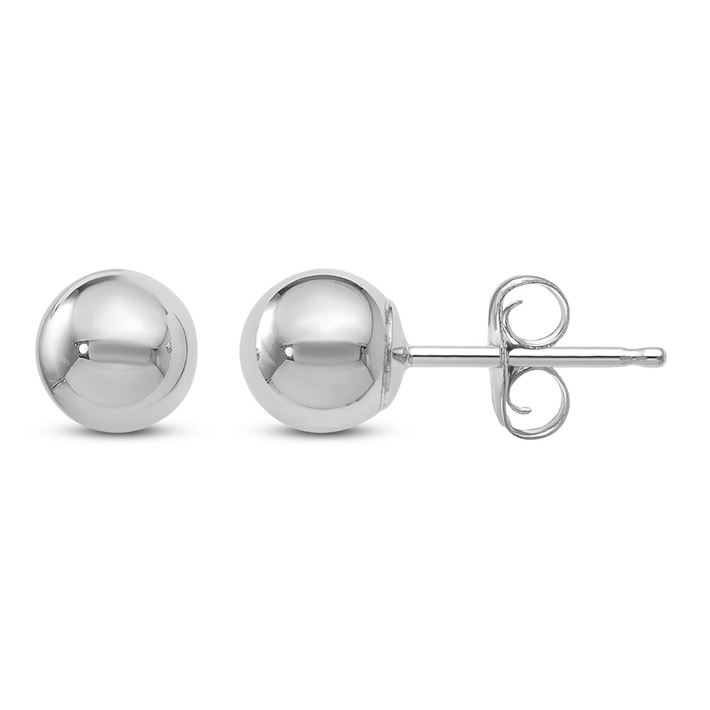 Ball Stud Earrings 14K White Gold 5MM tdR18kRD