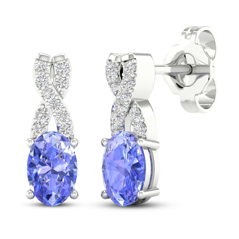 Tanzanite Earrings 1/15 ct tw Diamonds 10K White Gold tfpyN0UB