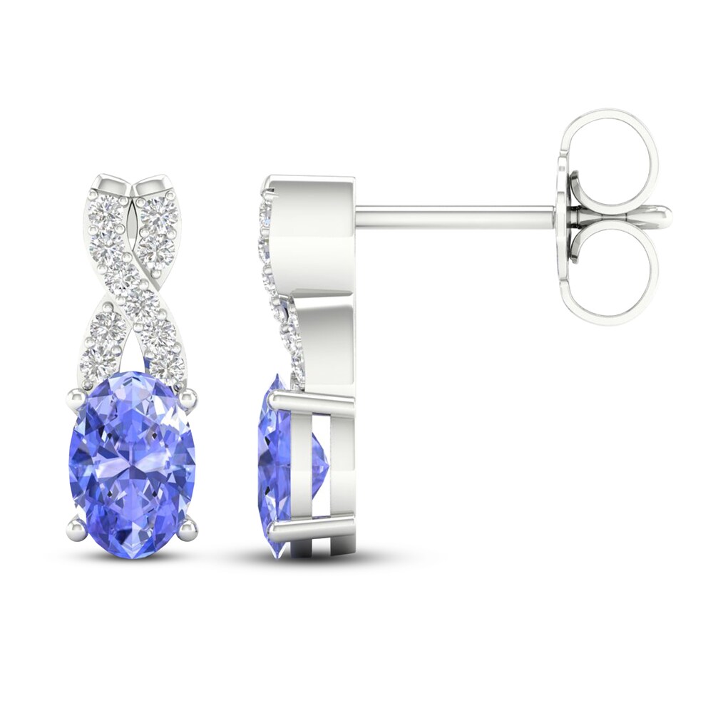 Tanzanite Earrings 1/15 ct tw Diamonds 10K White Gold tfpyN0UB