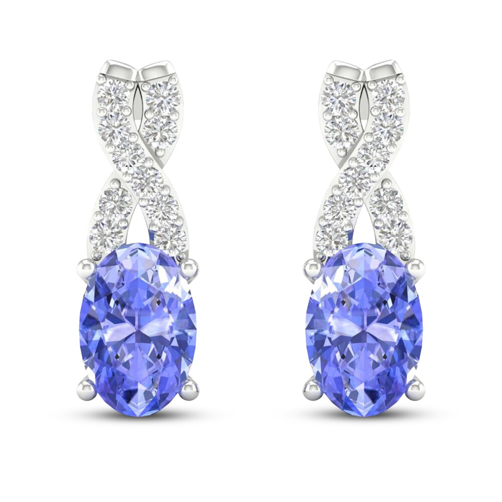 Tanzanite Earrings 1/15 ct tw Diamonds 10K White Gold tfpyN0UB