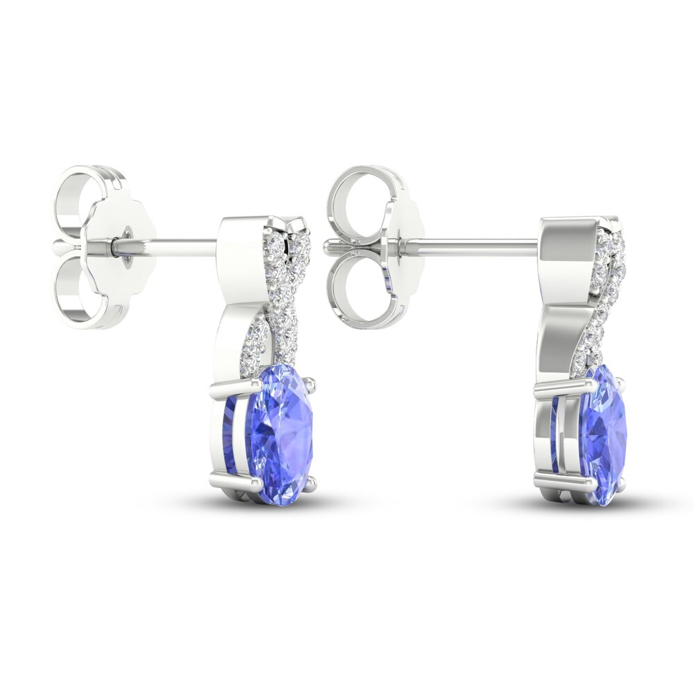 Tanzanite Earrings 1/15 ct tw Diamonds 10K White Gold tfpyN0UB