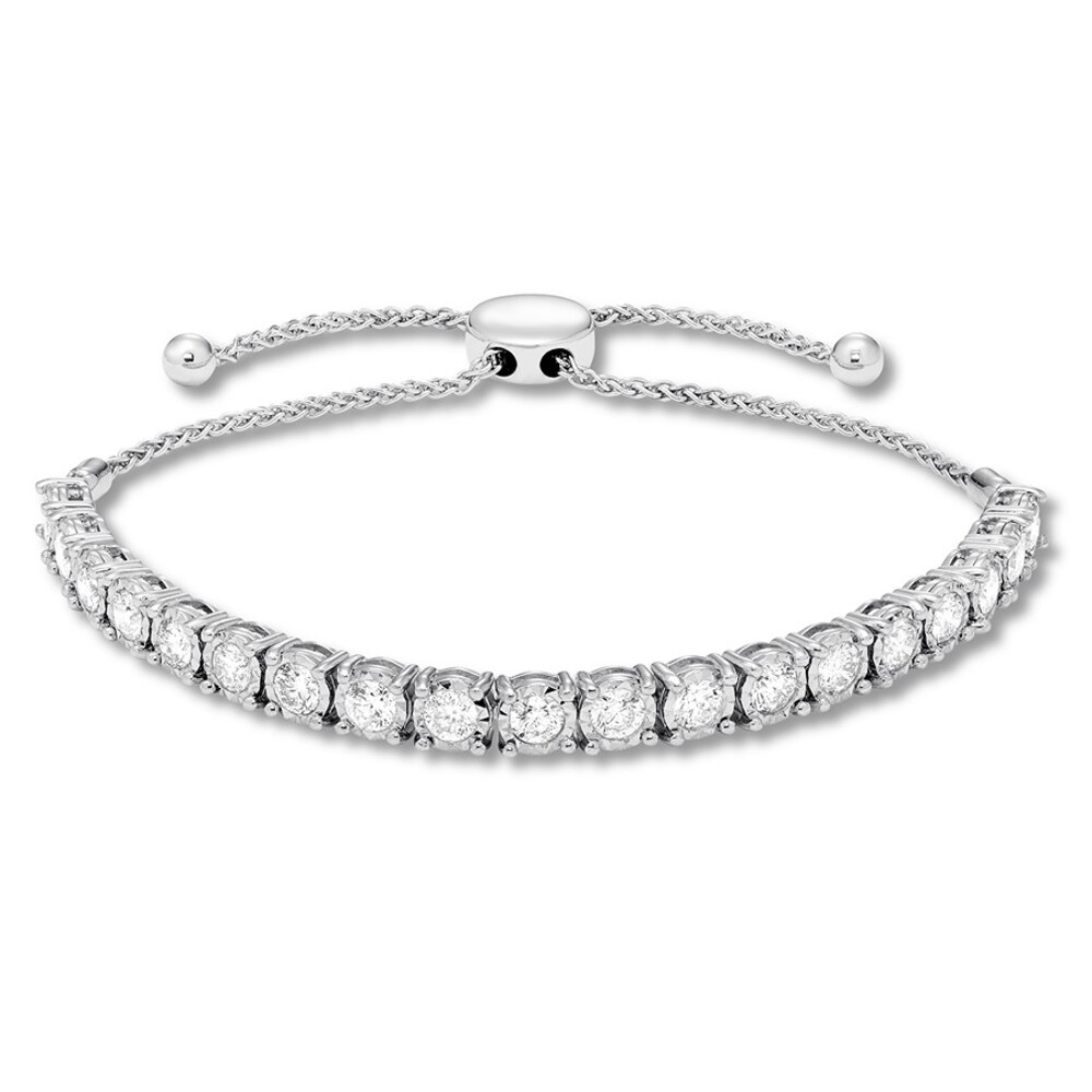 Diamond Bolo Bracelet 3 ct tw Round 14K White Gold tqiwaRTF