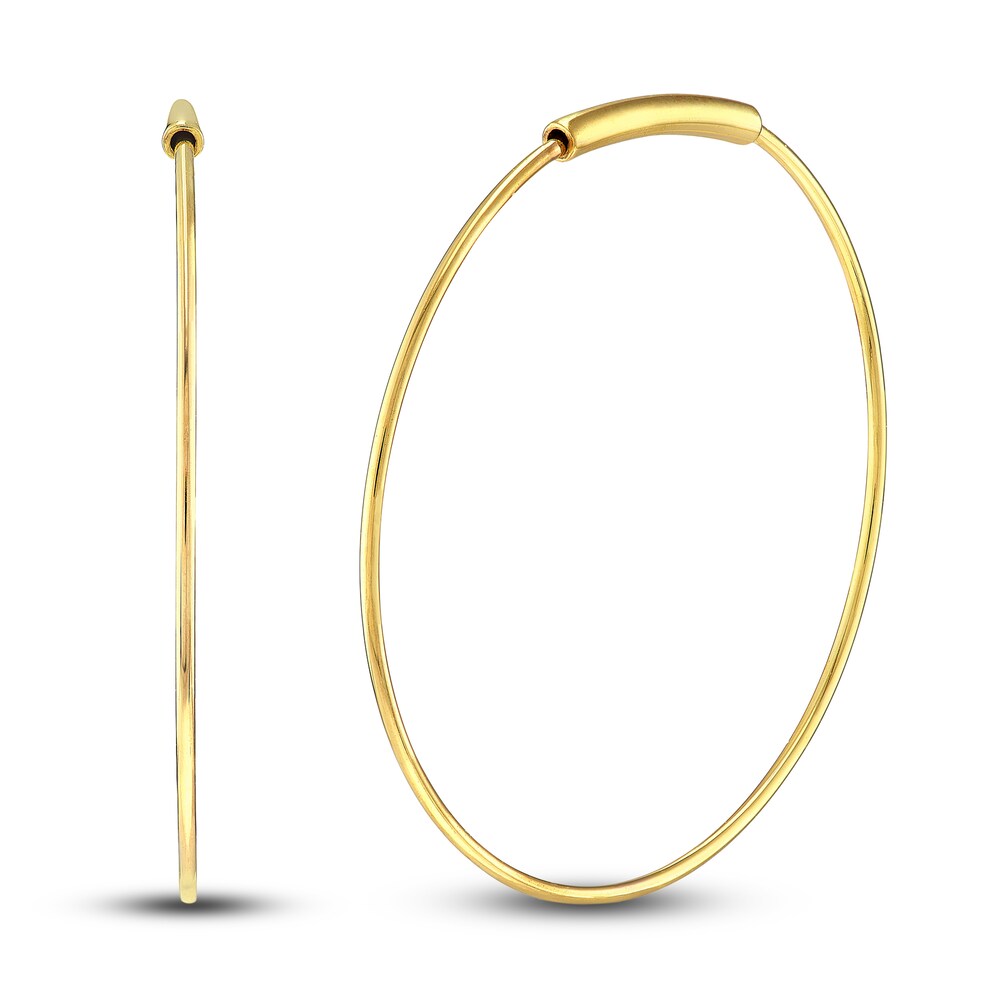 Round Endless Hoop Earrings 14K Yellow Gold 25mm tqypFkWz