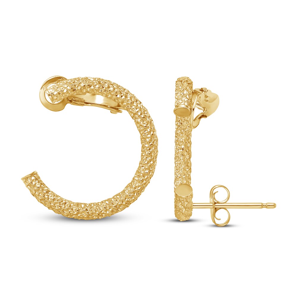 Diamond-Cut Climber Hoop Earrings 14K Yellow Gold tsu1i12n