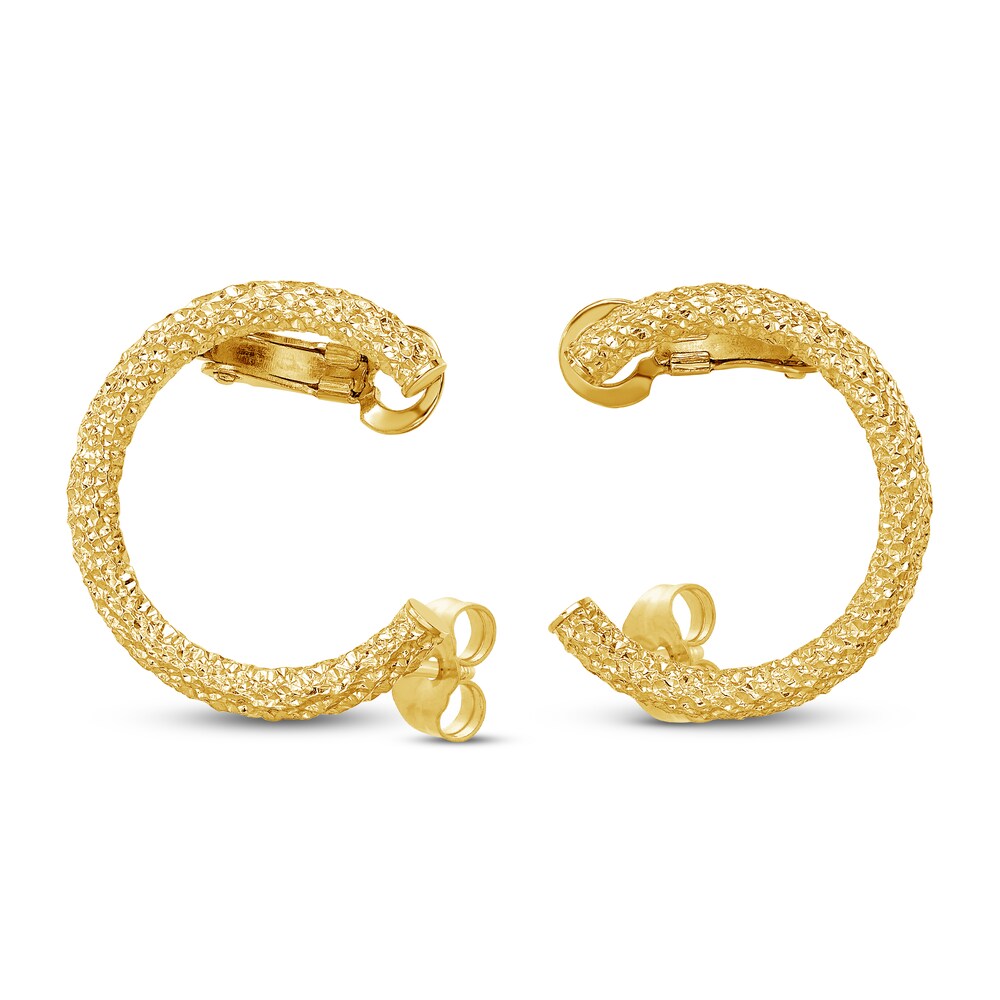 Diamond-Cut Climber Hoop Earrings 14K Yellow Gold tsu1i12n