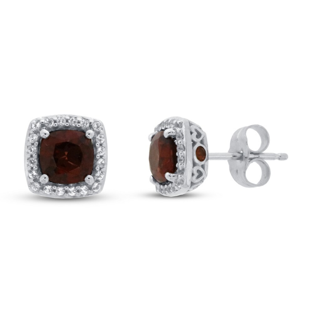 Garnet & White Topaz Earrings 10K White Gold tu7qdCOw