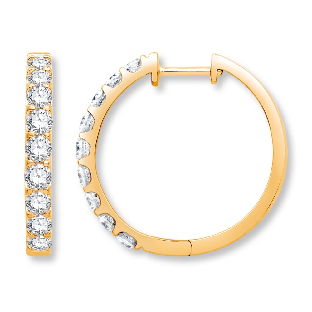 Diamond Hoop Earrings 1-1/2 ct tw Round 14K Yellow Gold u0t4Q6G8