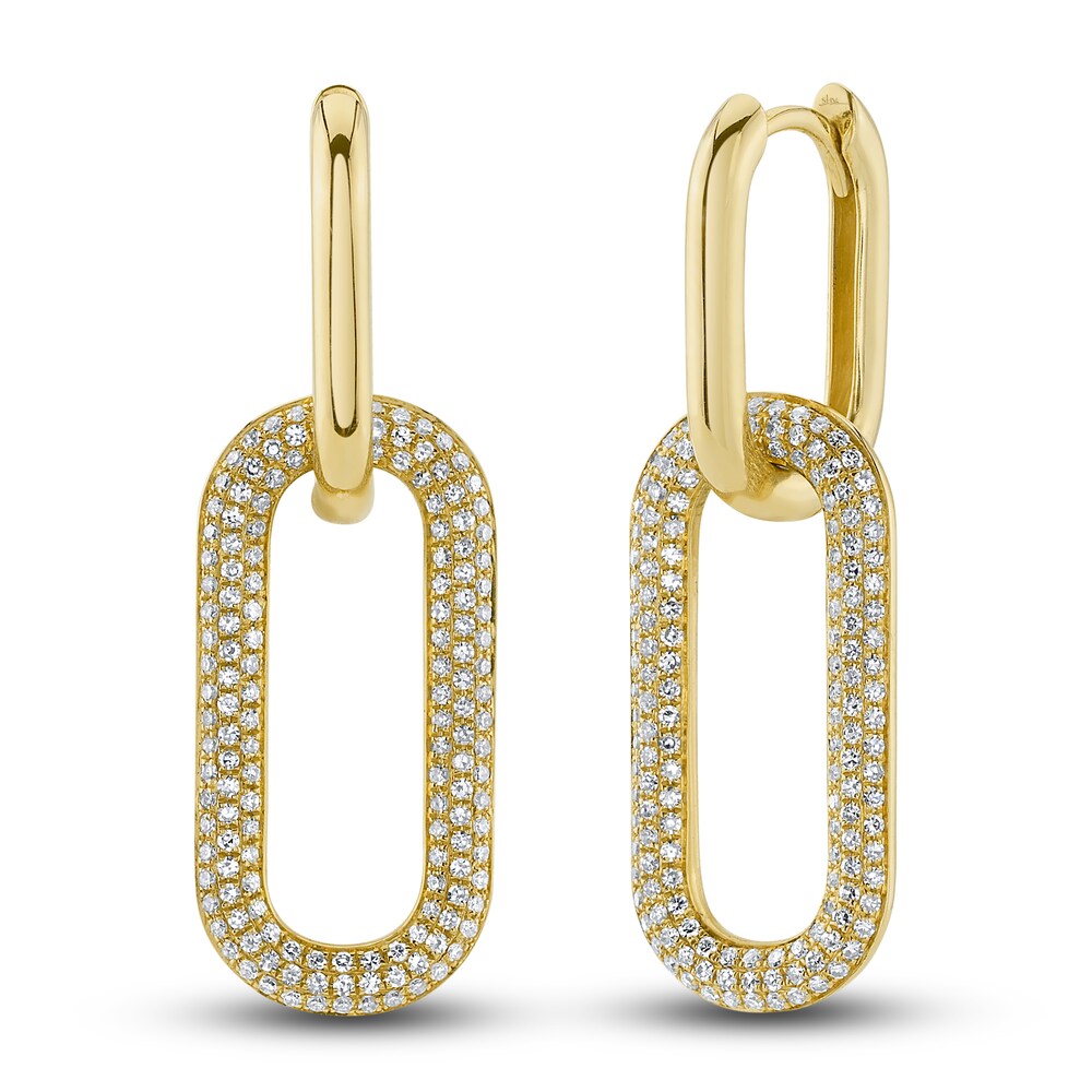 Shy Creation Diamond Paperclip Earrings 5/8 ct tw Round 14K Yellow Gold SC55023209 u4v7RDL4