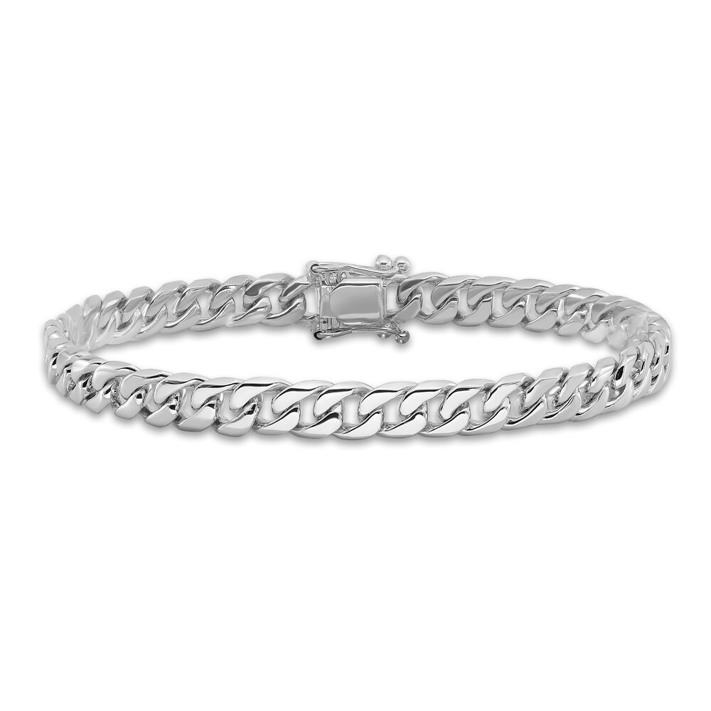 Men's Curb Chain Bracelet 14K White Gold 6.8mm 8" u9o60uGO