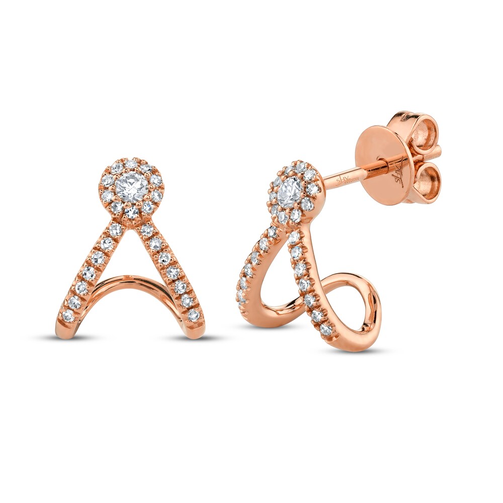 Shy Creation Huggie Earrings 1/5 ct tw Diamonds 14K Rose Gold SC55005456 uCqqC908