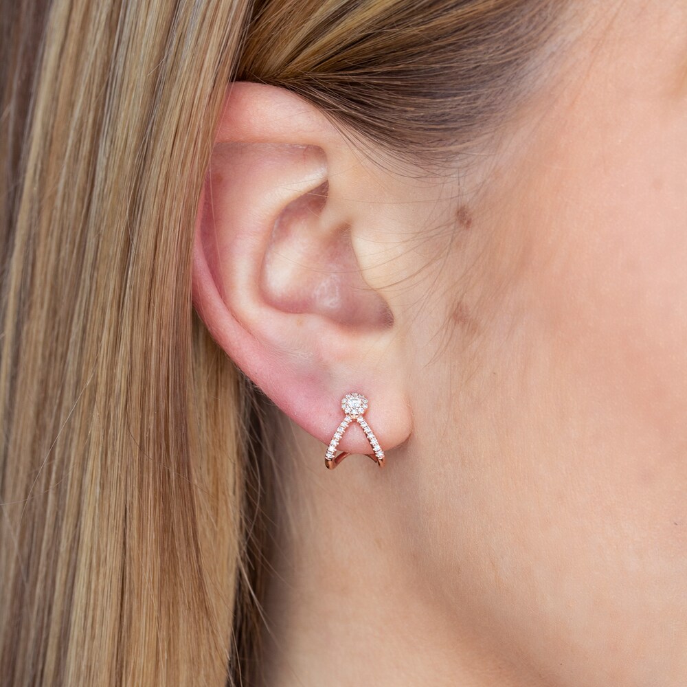 Shy Creation Huggie Earrings 1/5 ct tw Diamonds 14K Rose Gold SC55005456 uCqqC908
