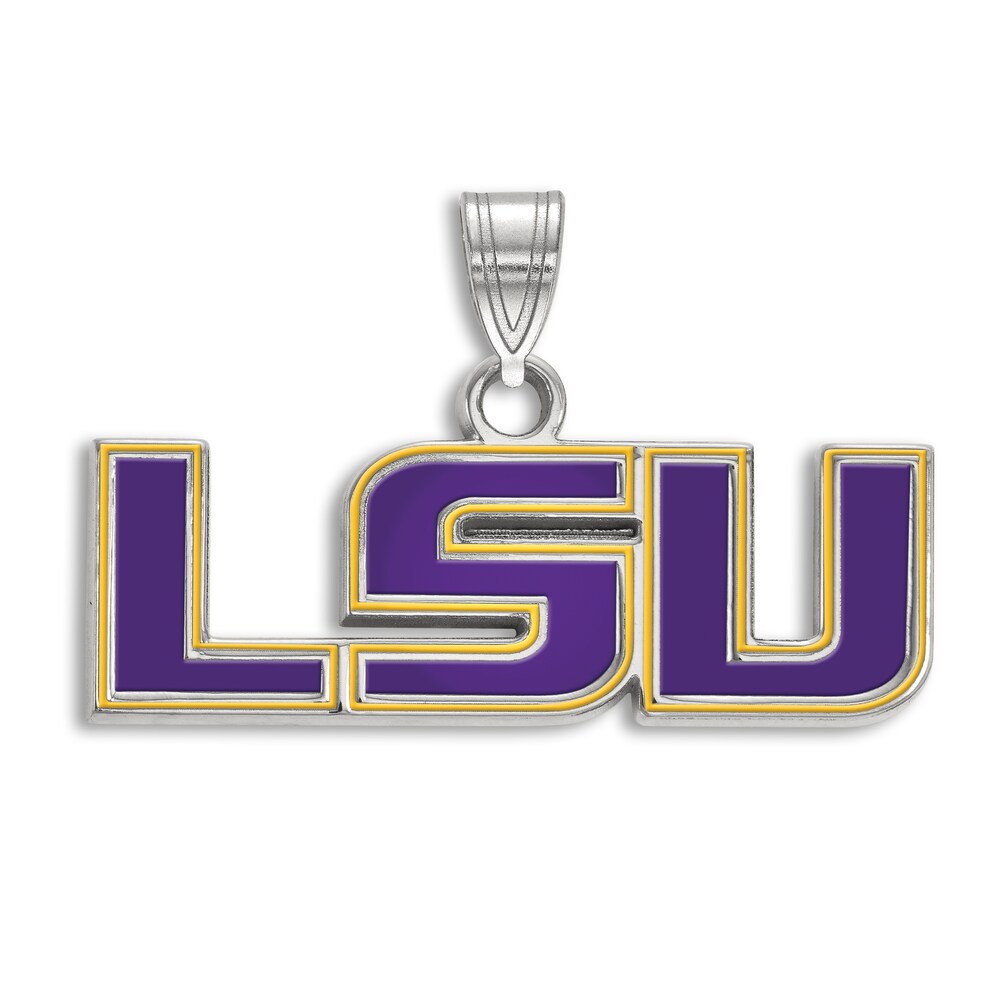 Louisiana State University Enamel Charm Sterling Silver uFr9djU0