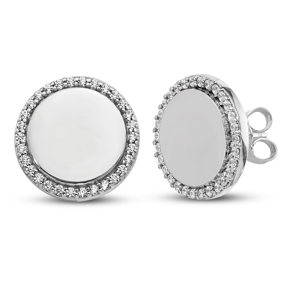 Diamond Fancy Circle Earrings 1/3 ct tw 14K White Gold uJVZIboh