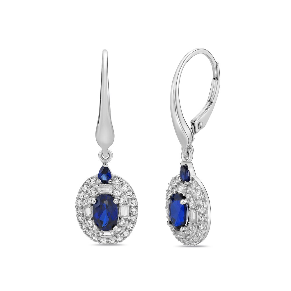 Lab-Created Sapphire Earrings Sterling Silver uPnMCenG