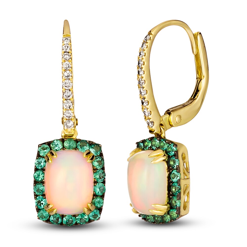 Le Vian Natural Opal & Natural Emerald Earring 1/8 ct tw Diamonds 14K Honey Gold uQEgJpYH