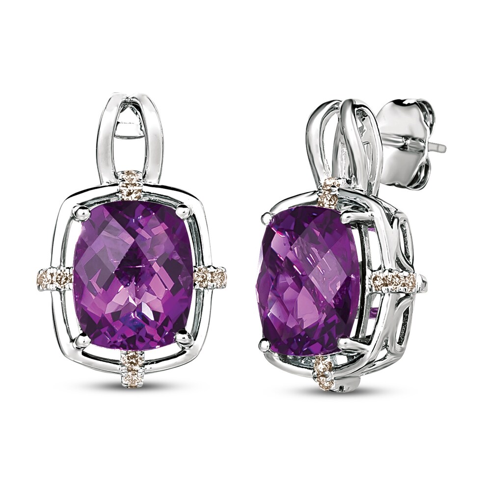 Le Vian Natural Amethyst Earrings 1/6 ct tw Diamonds 14K Vanilla Gold uQkviqDu