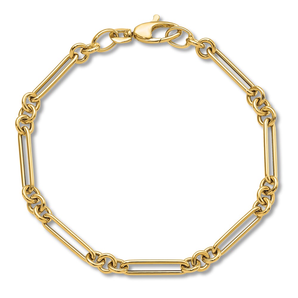 Polished Fancy Link Bracelet 14K Yellow Gold 7.5\" uTR3HKd2