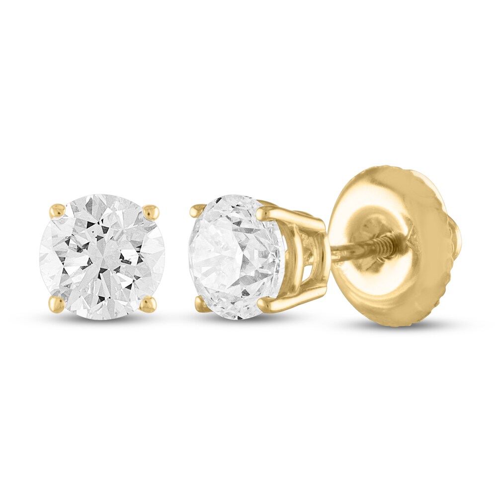 Diamond Solitaire Earrings 2 ct tw Round 18K Yellow Gold (I1/I) ua82JtXo