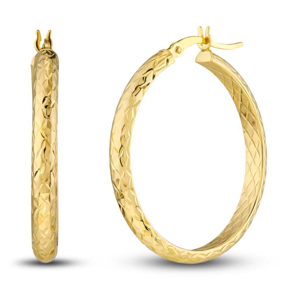 Diamond-Cut In/Out Hoop Earrings 14K Yellow Gold 30mm ucK4QoOX