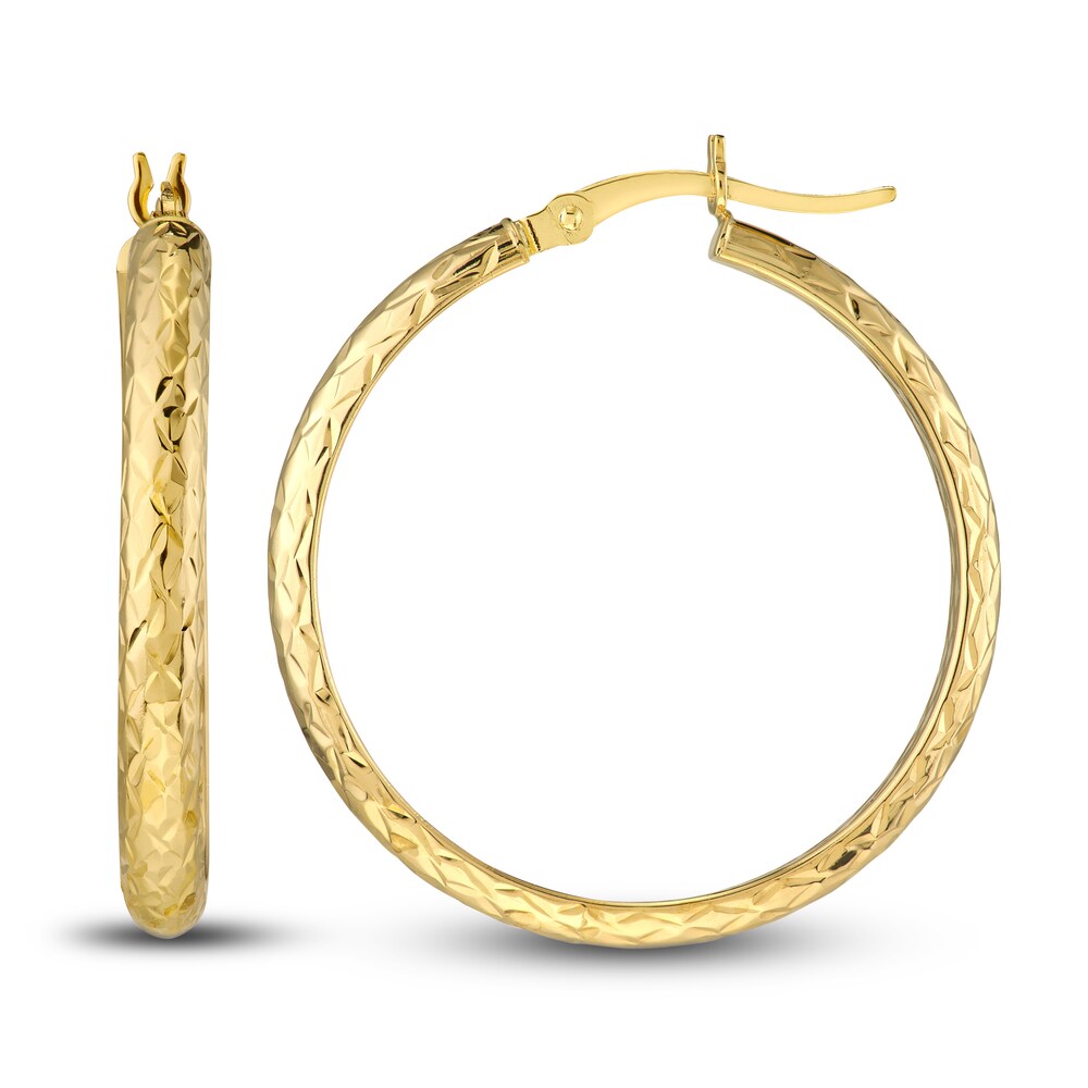 Diamond-Cut In/Out Hoop Earrings 14K Yellow Gold 30mm ucK4QoOX