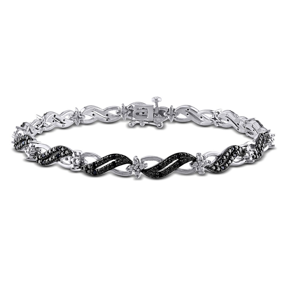 Black Diamond Tennis Bracelet 1/4 ct tw Round Sterling Silver 7" ud7Ro35v