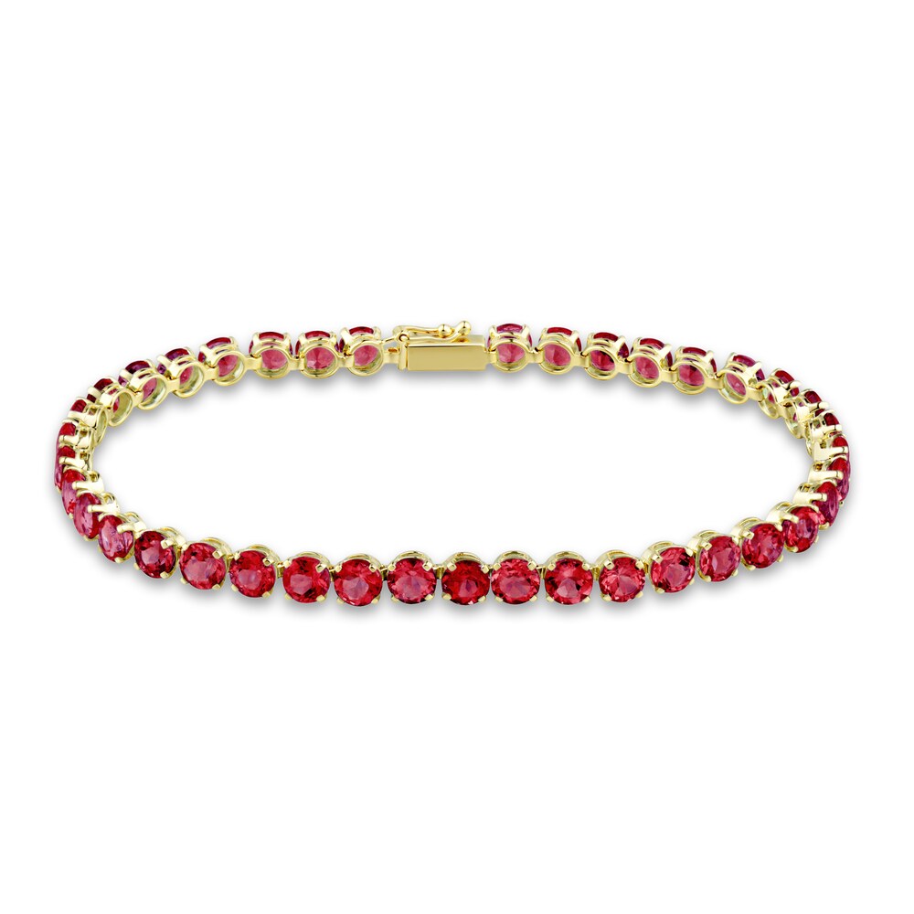 Natural Garnet Tennis Bracelet 10K Yellow Gold 4mm 7" ug30KuxT