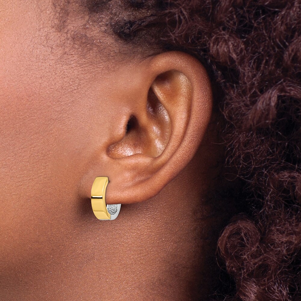 Hinged Hoop Earrings 14K Two-Tone Gold ugVPuA4k