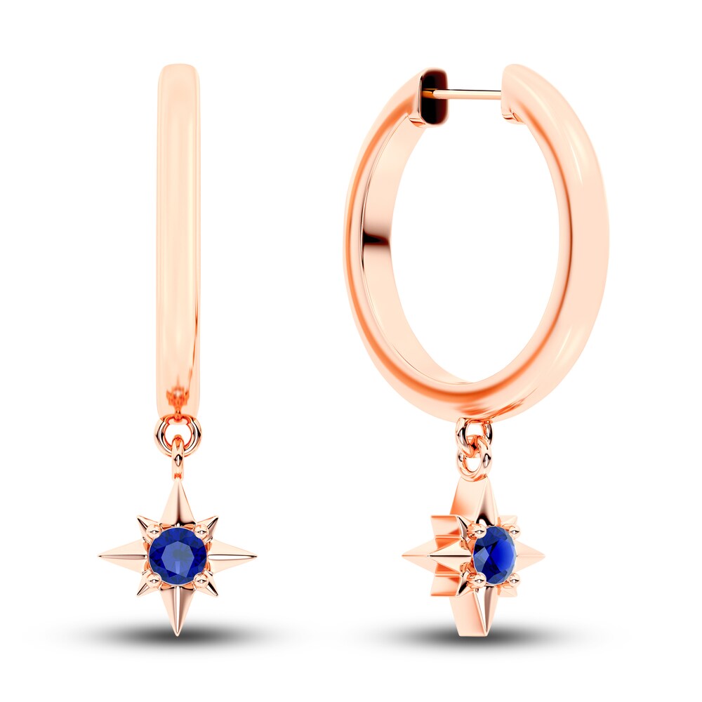 Juliette Maison Natural Blue Sapphire Starburst Hoops 10K Rose Gold ujGhWT7p