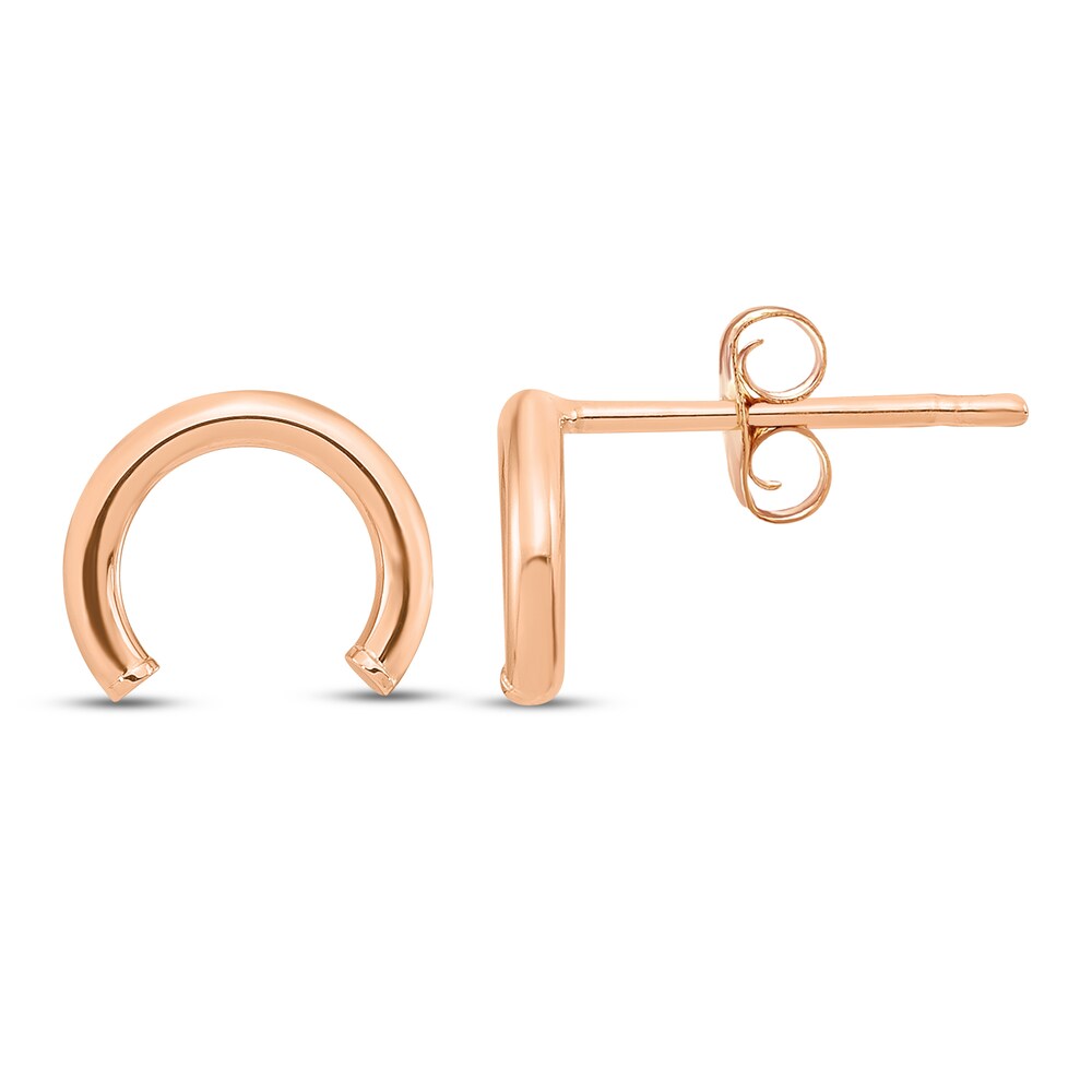 U Shape Tube Stud Earrings 14K Rose Gold ujMe1xps