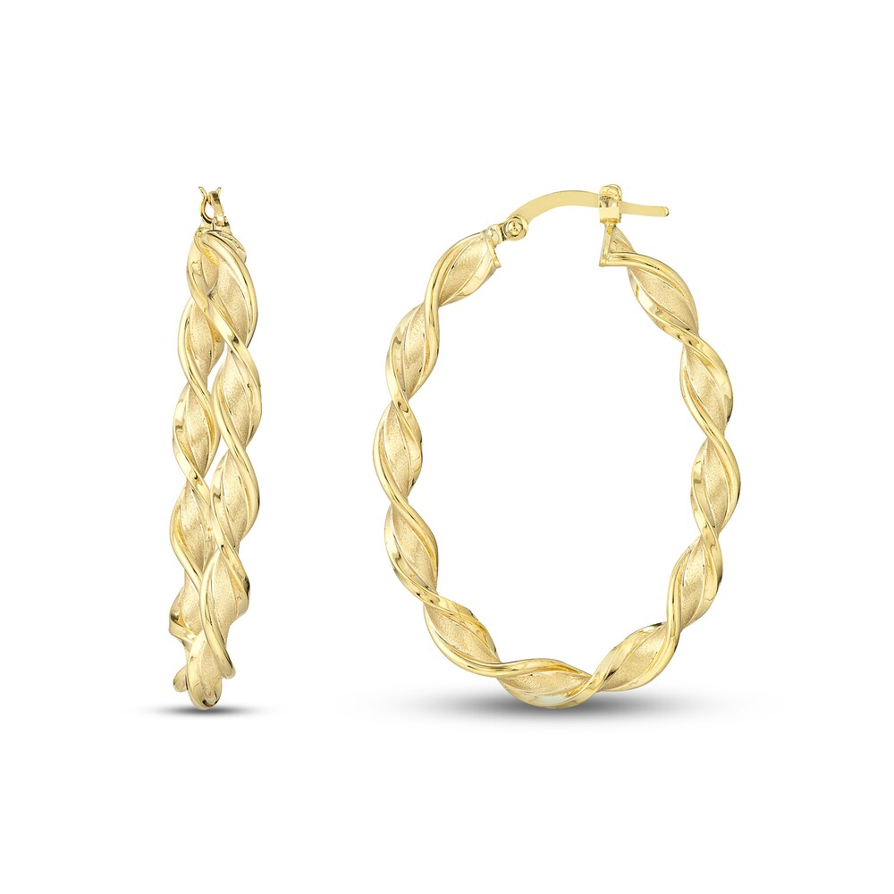 Oval Twisted Hoop Earrings 14K Yellow Gold uoVLtmWh