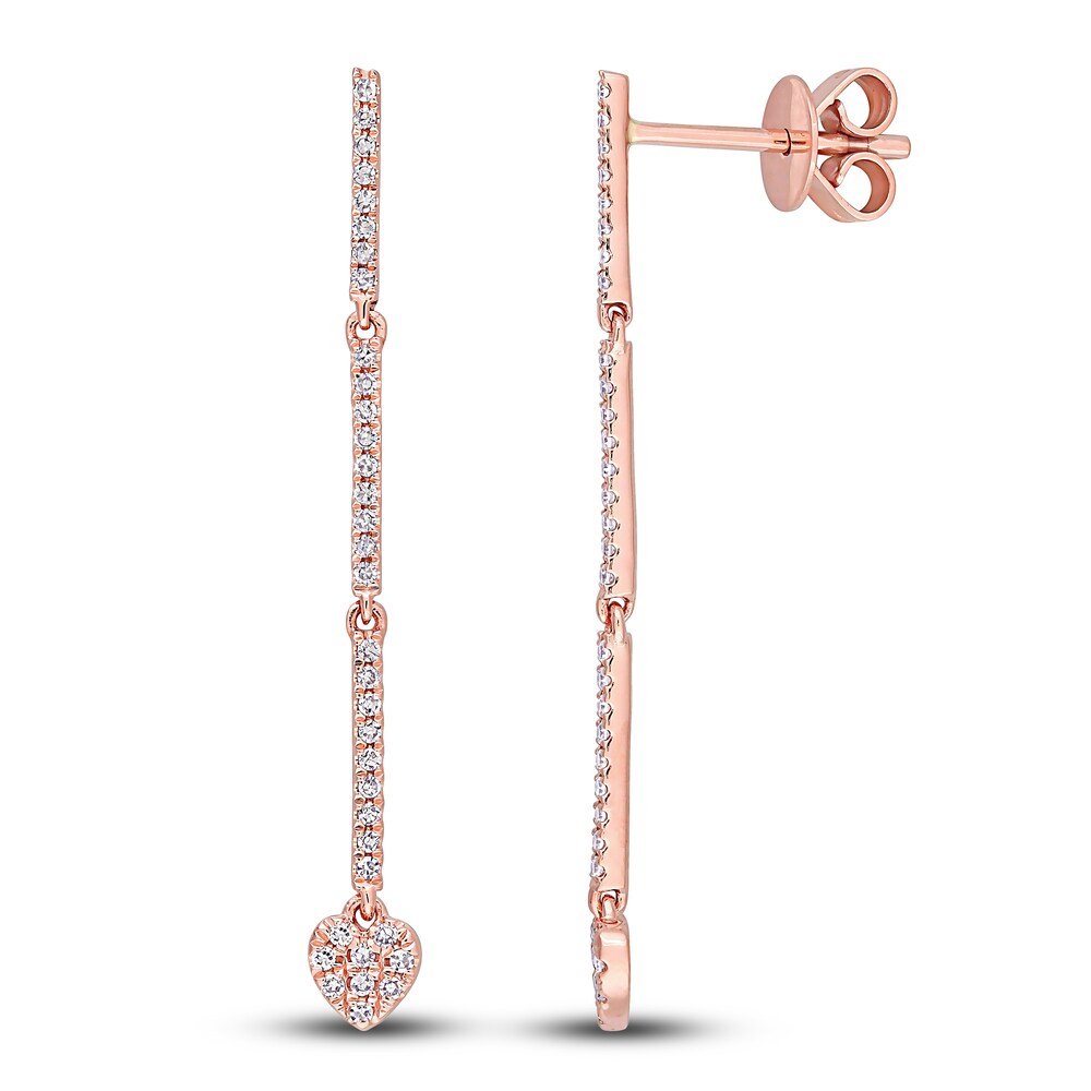 Diamond Linear Earrings 1/5 ct tw Round 14K Rose Gold uqTROvhJ