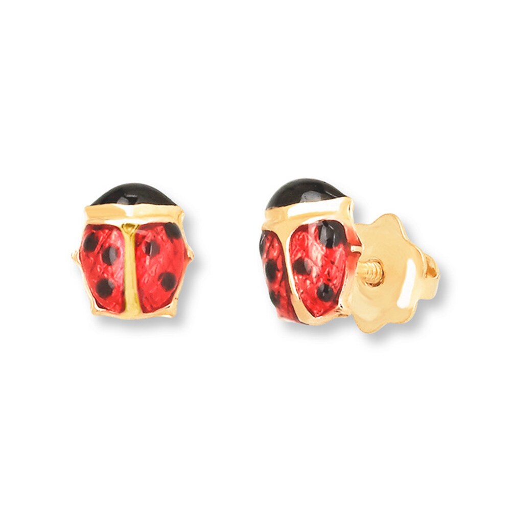 Ladybug Children's Earrings 14K Yellow Gold usxbmIUj