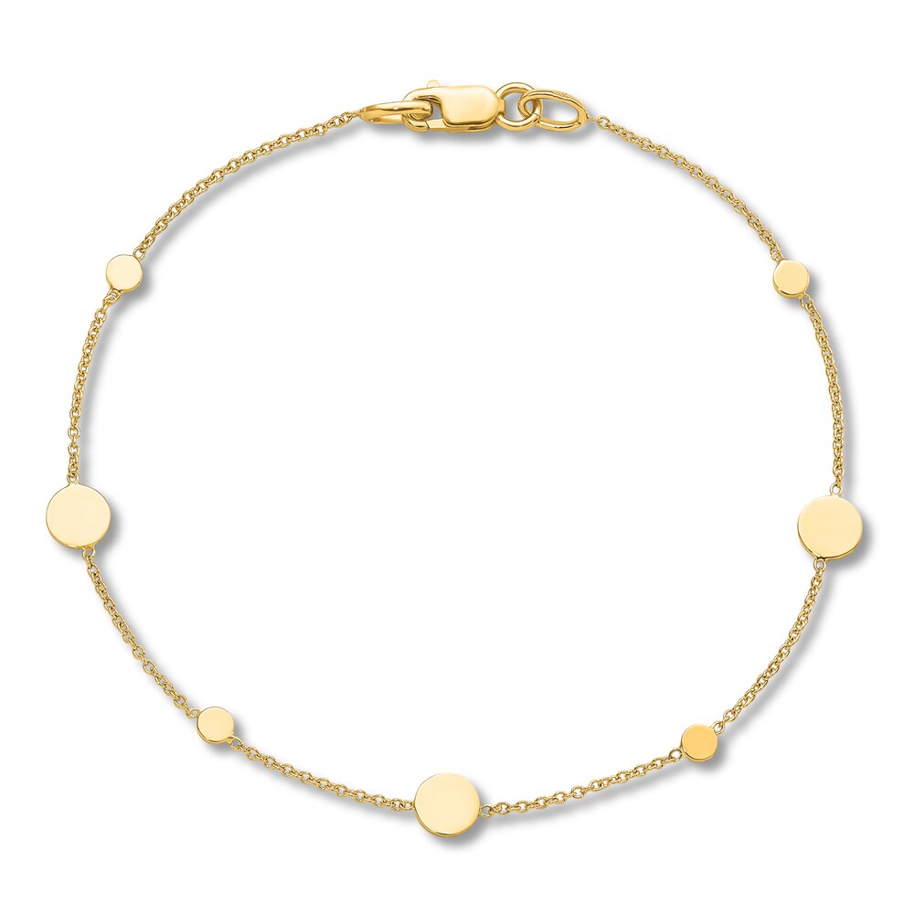 Polished Disc Anklet 14K Yellow Gold uvhLMiuS