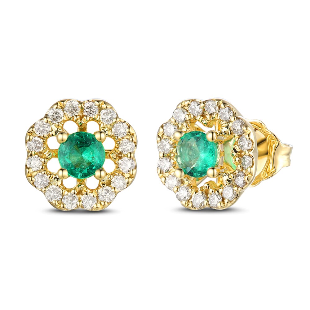 Le Vian Natural Emerald Earrings 1/3 ct tw Diamonds 14K Honey Gold v3ymeXAQ