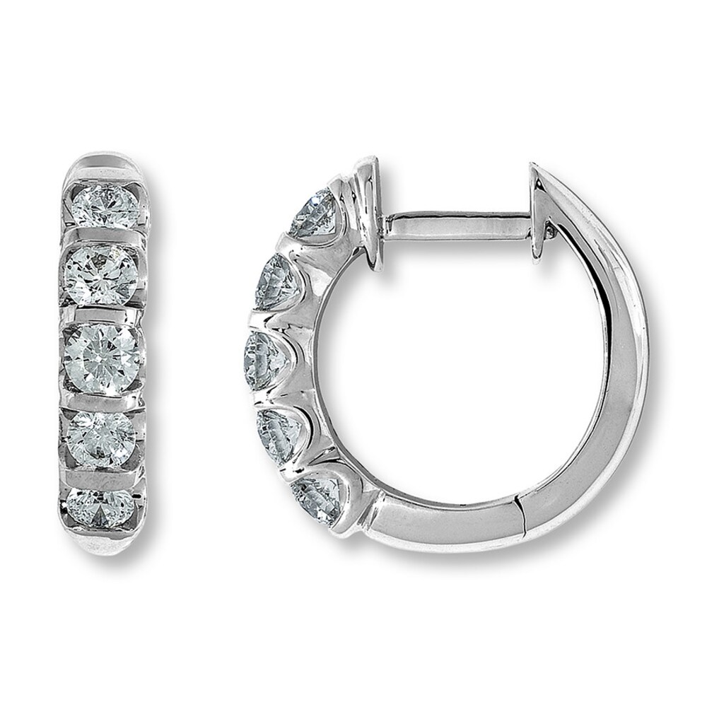 Hearts Desire Hoops 1 ct tw Diamonds 18K White Gold Earrings v70oZgSW