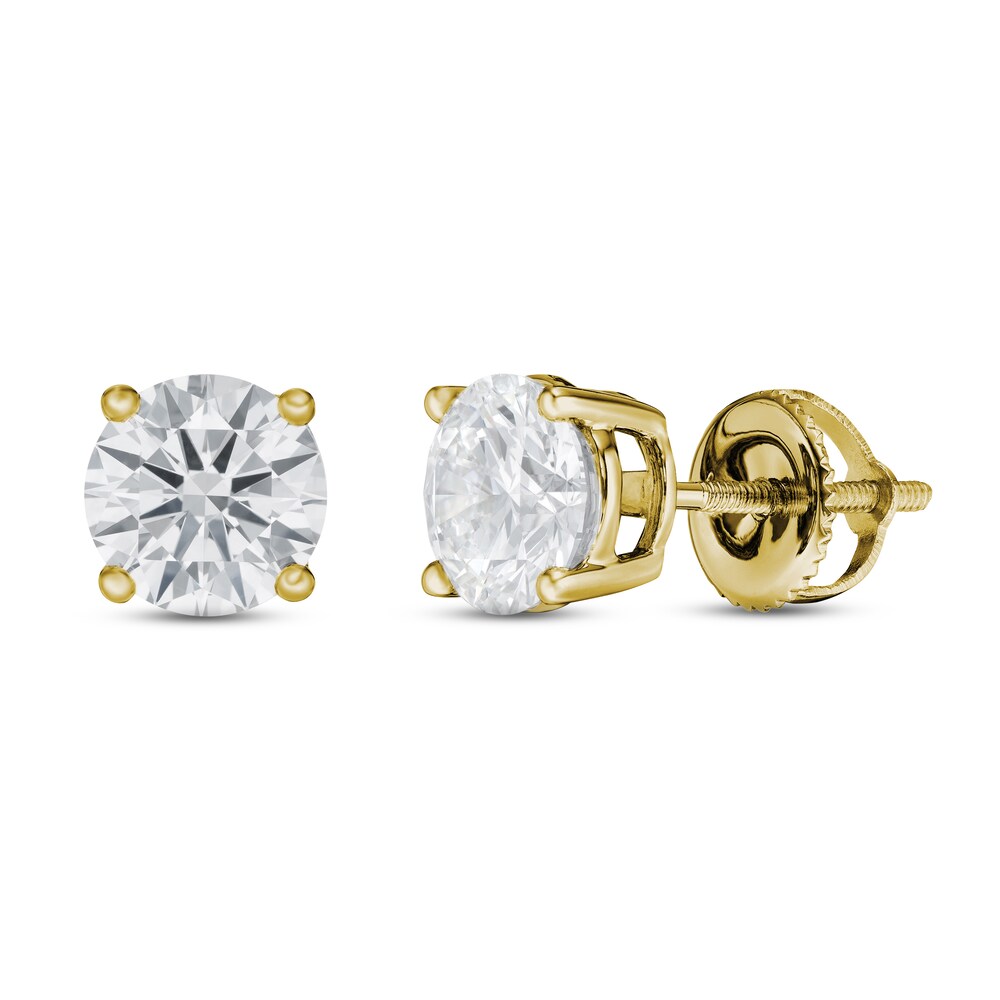 Lab-Created Diamond Solitaire Stud Earrings 1 1/2 ct tw Round 14K Yellow Gold (SI2/F) v8ZzUVYH