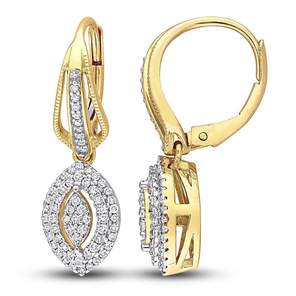 Diamond Marquise Earrings 1/2 ct tw Round 10K Yellow Gold vABcmzmW