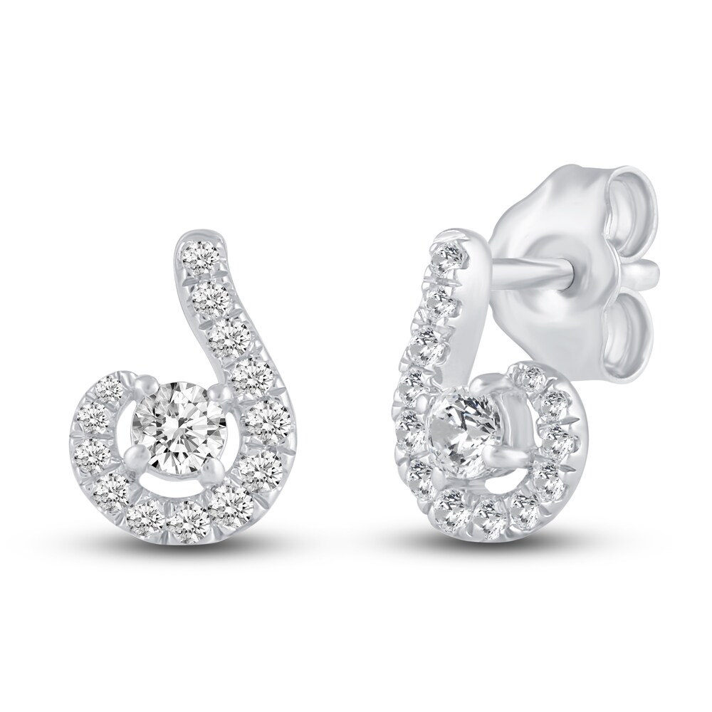 Diamond Swirl Earrings 1/3 ct tw Round 10K White Gold vB4IYkMu