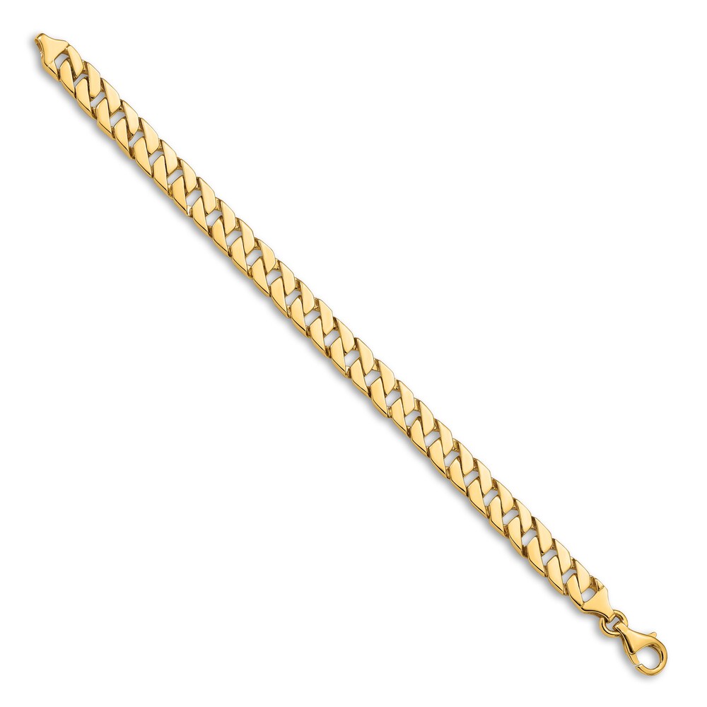 Men\'s Curb Link Bracelet 14K Yellow Gold 7.4mm 8\" vBExoFDt