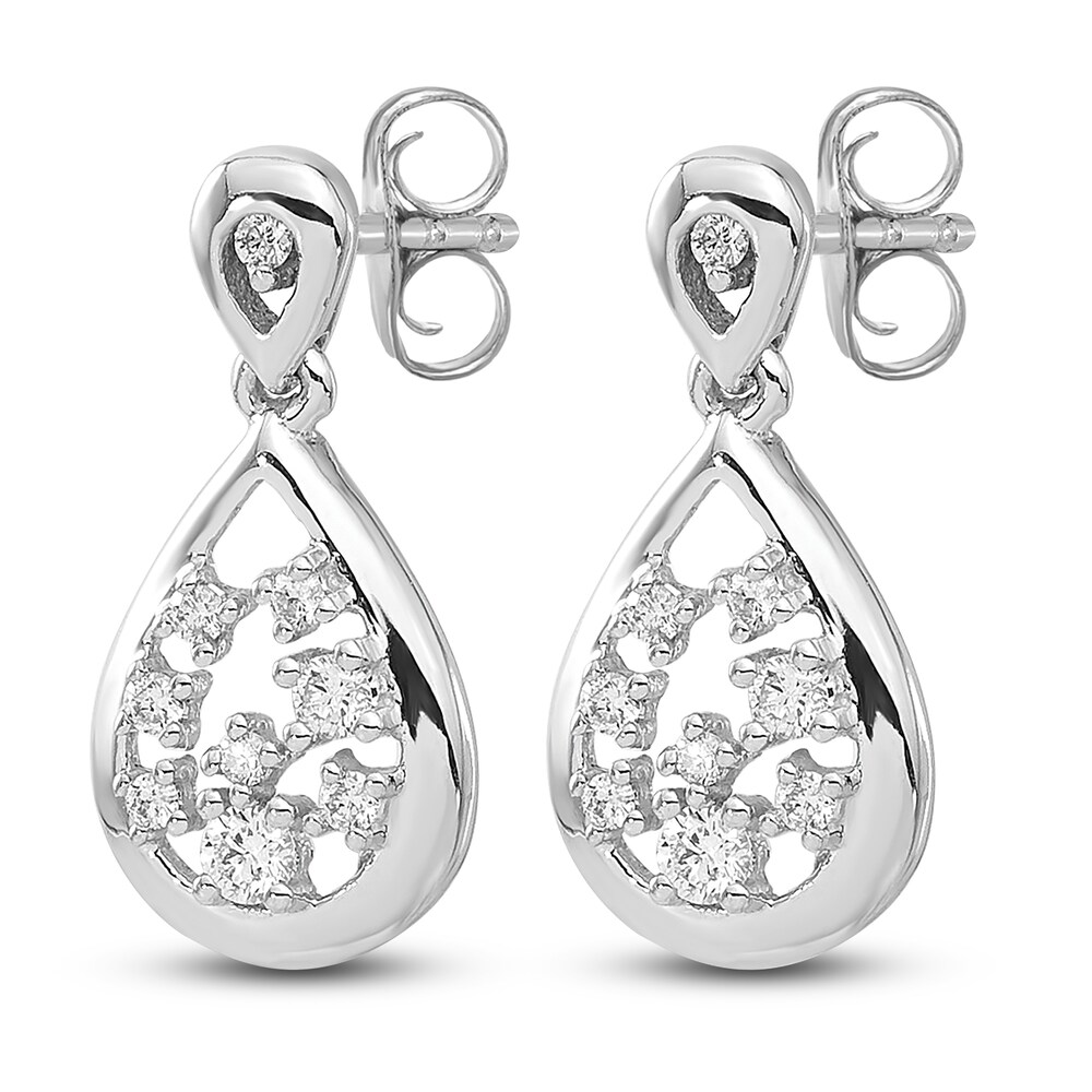 Diamond Dangle Earrings 1/6 ct tw Round 14K White Gold vJAuZ8wa