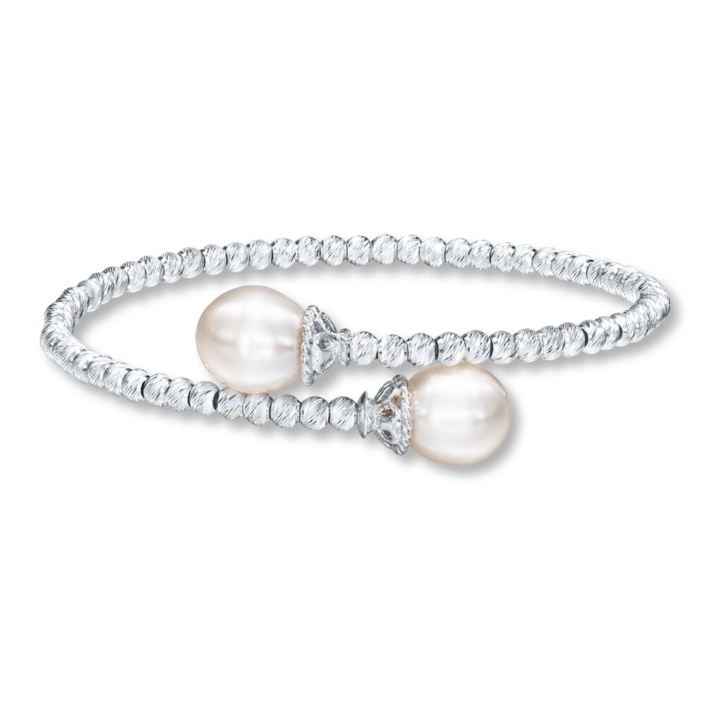 Bangle Bracelet Cultured Pearls Sterling Silver/Titanium vMZPQvZk