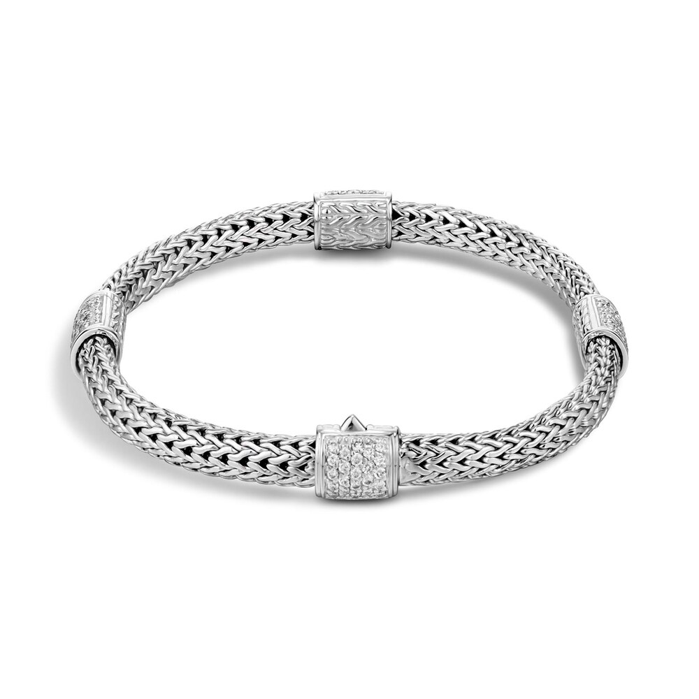 John Hardy Classic Chain 5MM Bracelet in Silver with Diamonds, Small vOOtkogv