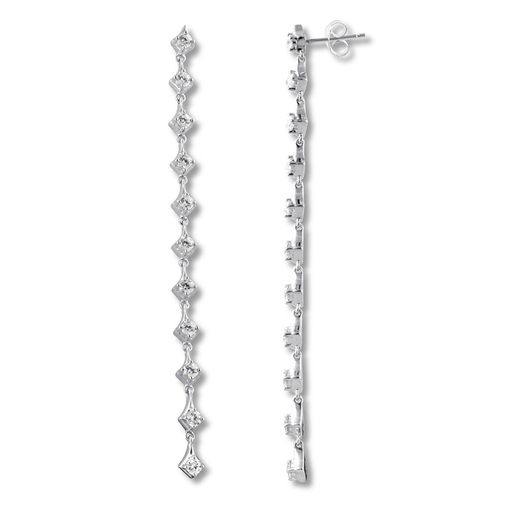 Diamond Dangle Earrings 1-1/4 ct tw Round 14K White Gold vTHCipbi