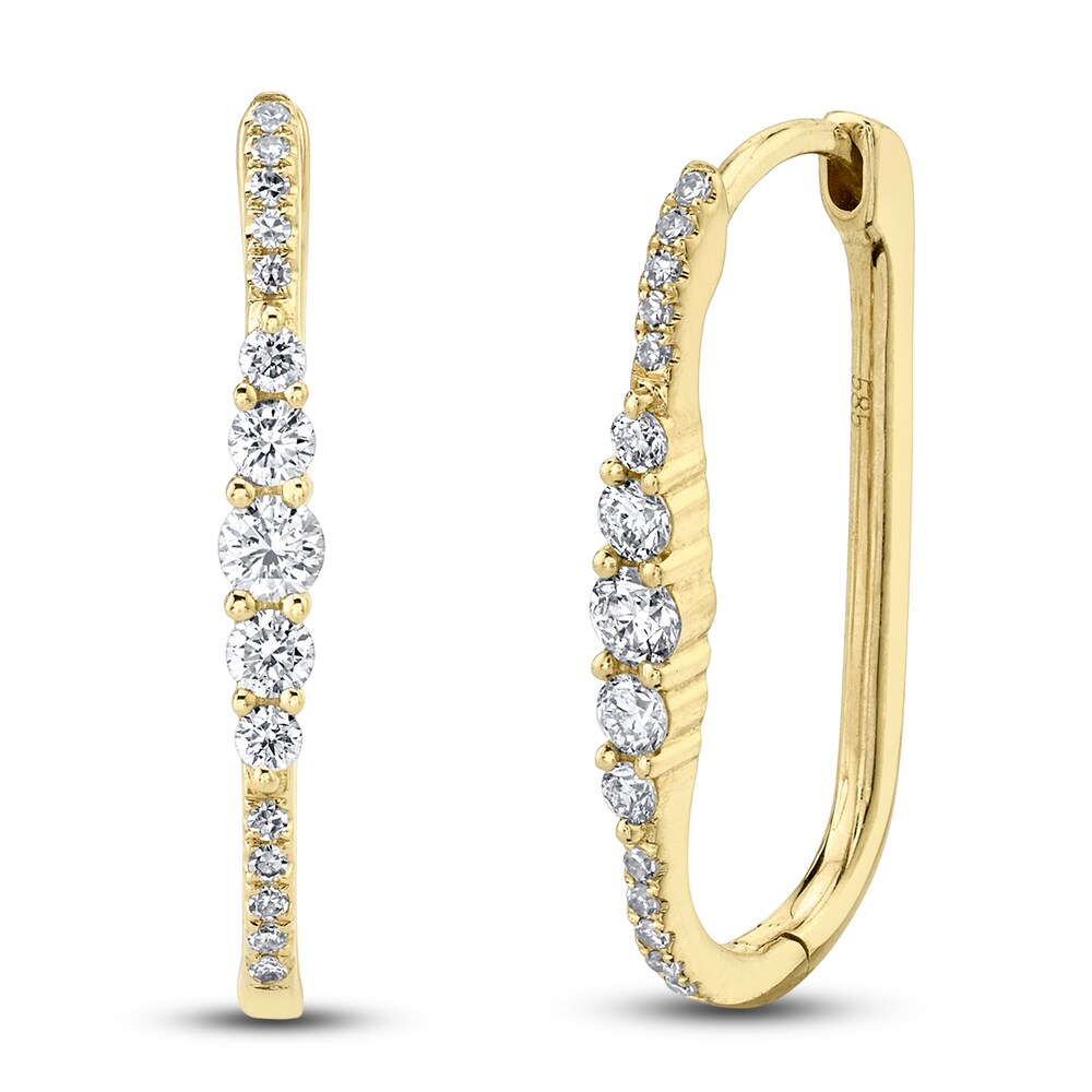 Shy Creation Diamond Oval Hoop Earrings 1/4 ct tw Round 14K Yellow Gold SC55022231H0.80 vWRAQt6k