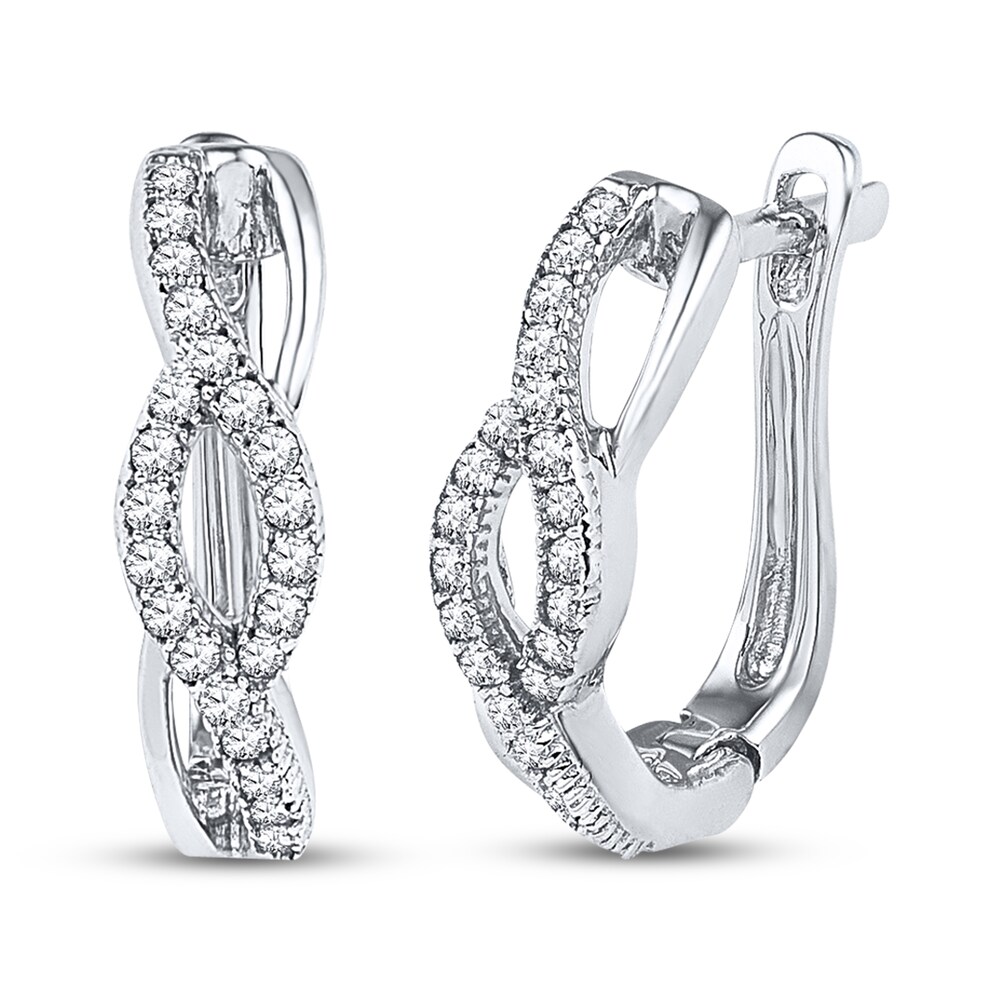 Diamond Hoop Earrings 1/5 ct tw Round-cut Sterling Silver vXIoVYGP