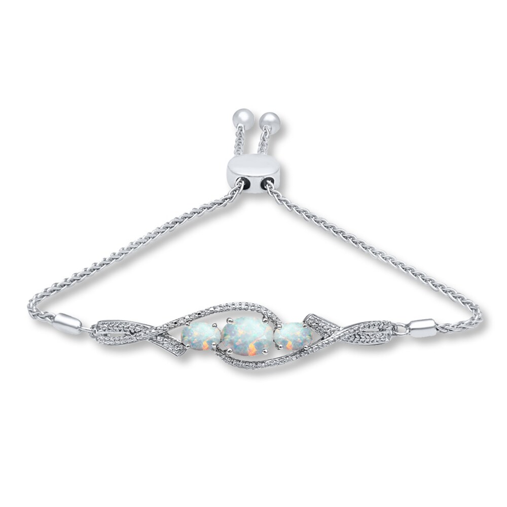 Lab-Created Opal Bracelet 1/15 ct tw Diamonds Sterling Silver vYQmanHX
