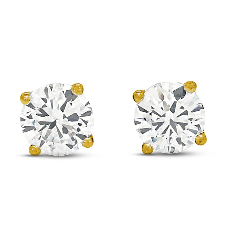 Lab-Created Diamond Solitaire Stud Earrings 1 1/4 ct tw Round 14K Yellow Gold (SI2/F) vZIxhx8H
